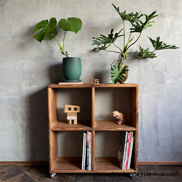 田の字ラック】69×69cm キャスター付き ラック 無垢材 自然塗料 収納