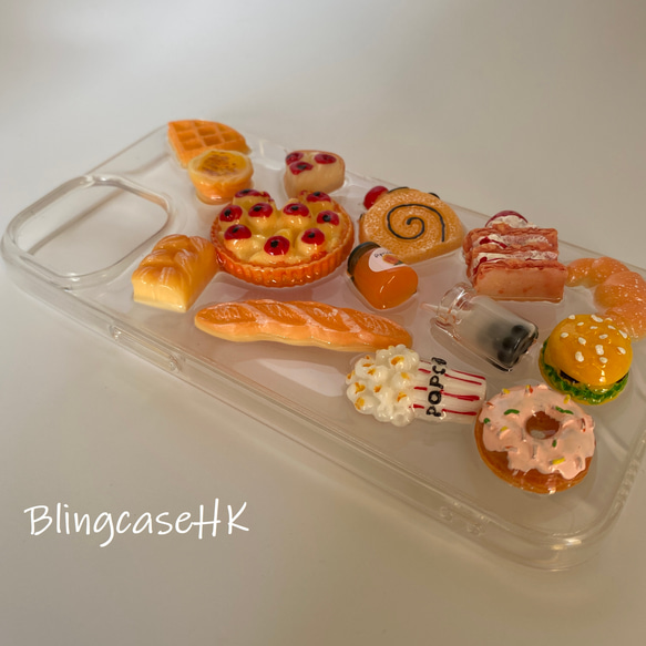 送料無料 樹脂 可愛い 食物 iPhone 15 Pro Max Samsung S24 ケース クリア スマホケース 5枚目の画像