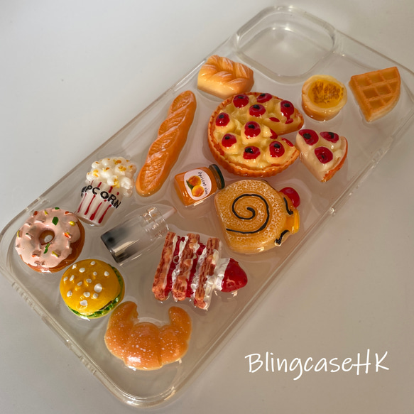 送料無料 樹脂 可愛い 食物 iPhone 15 Pro Max Samsung S24 ケース クリア スマホケース 8枚目の画像