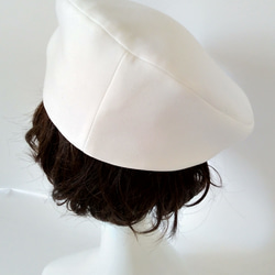 送込　ワンランク上のおしゃれニットベレー帽　ホワイトＭ　58cm 6枚目の画像