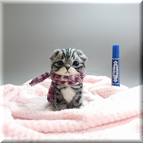 羊毛フェルト 猫 スコティッシュフォールドちゃん ねこ ネコ 猫