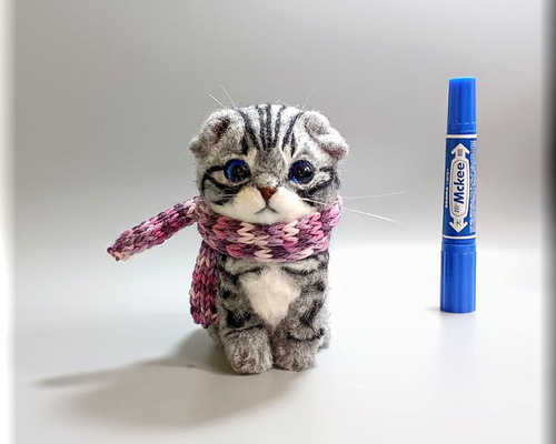 羊毛フェルト　猫(スコティッシュフォールド) 羊毛フェルト 猫 スコティッシュフォールドちゃん ねこ ネコ 猫