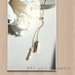 送料無料◆  淡水パールバロック&ゴールドメタル　ロングネックレス　ネックレス 真鍮　16kgp 3枚目の画像