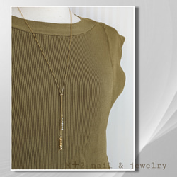 送料無料◆  淡水パールバロック&ゴールドメタル　ロングネックレス　ネックレス 真鍮　16kgp 2枚目の画像