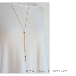 送料無料◆  淡水パールバロック&ゴールドメタル　ロングネックレス　ネックレス 真鍮　16kgp 6枚目の画像