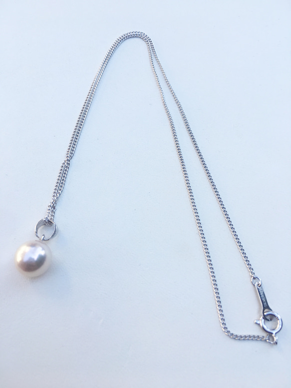 【SV925】一粒 真珠 ネックレス(9mm・あこや真珠) 3枚目の画像