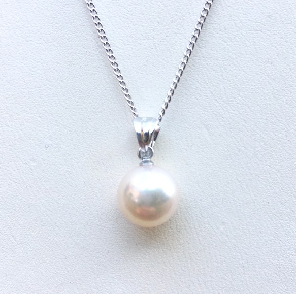 【SV925】一粒 真珠 ネックレス(9mm・あこや真珠) 4枚目の画像