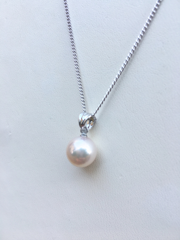 【SV925】一粒 真珠 ネックレス(9mm・あこや真珠) 2枚目の画像