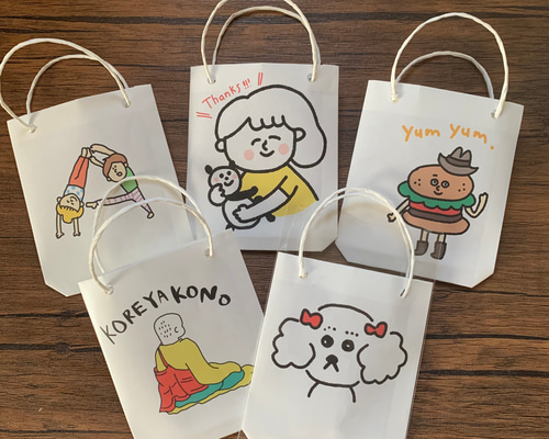 A:ミニ紙袋 (オーダー用)ハンドメイド ミニ紙袋の作り方/展開図ダウンロード販売中/手提げ袋制作動画