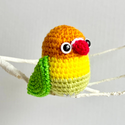 ボタンインコペア　編みぐるみ　チェーン ボタンインコペア 編みぐるみ チェーン