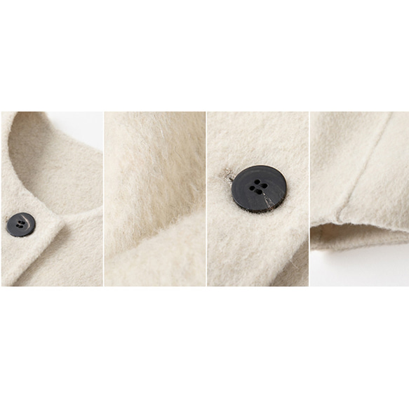 ウールとシルク混紡ジャケット　ショートジャケット　ツイード生地ジャケット　ベージュS-L #023 16枚目の画像