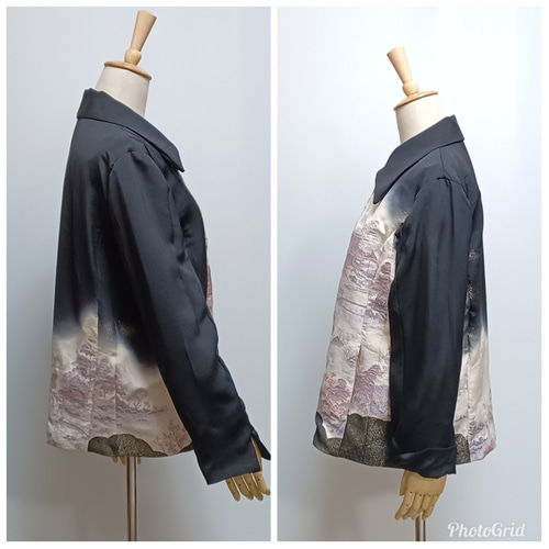 着物リメイク 留袖でライダースジャケット 裏地付き ジャケット hanai