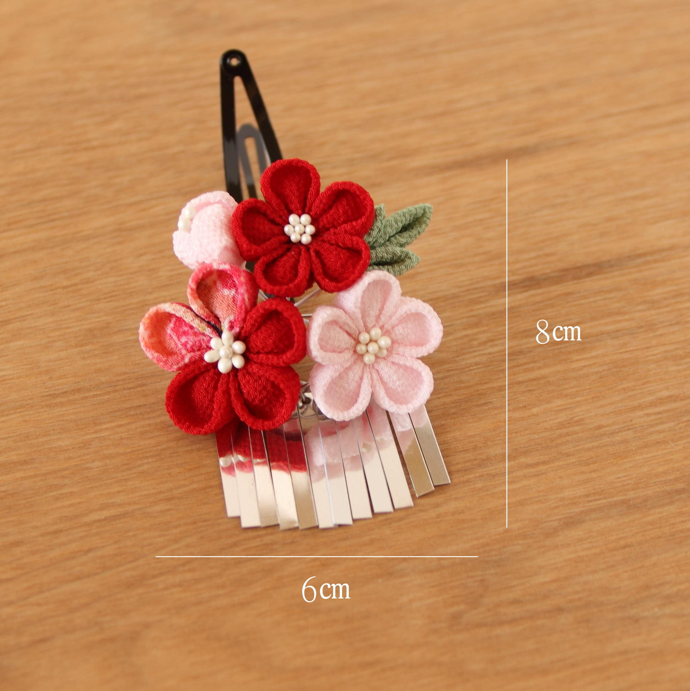 【七五三】深紅古典のうめ飾り　つまみ細工