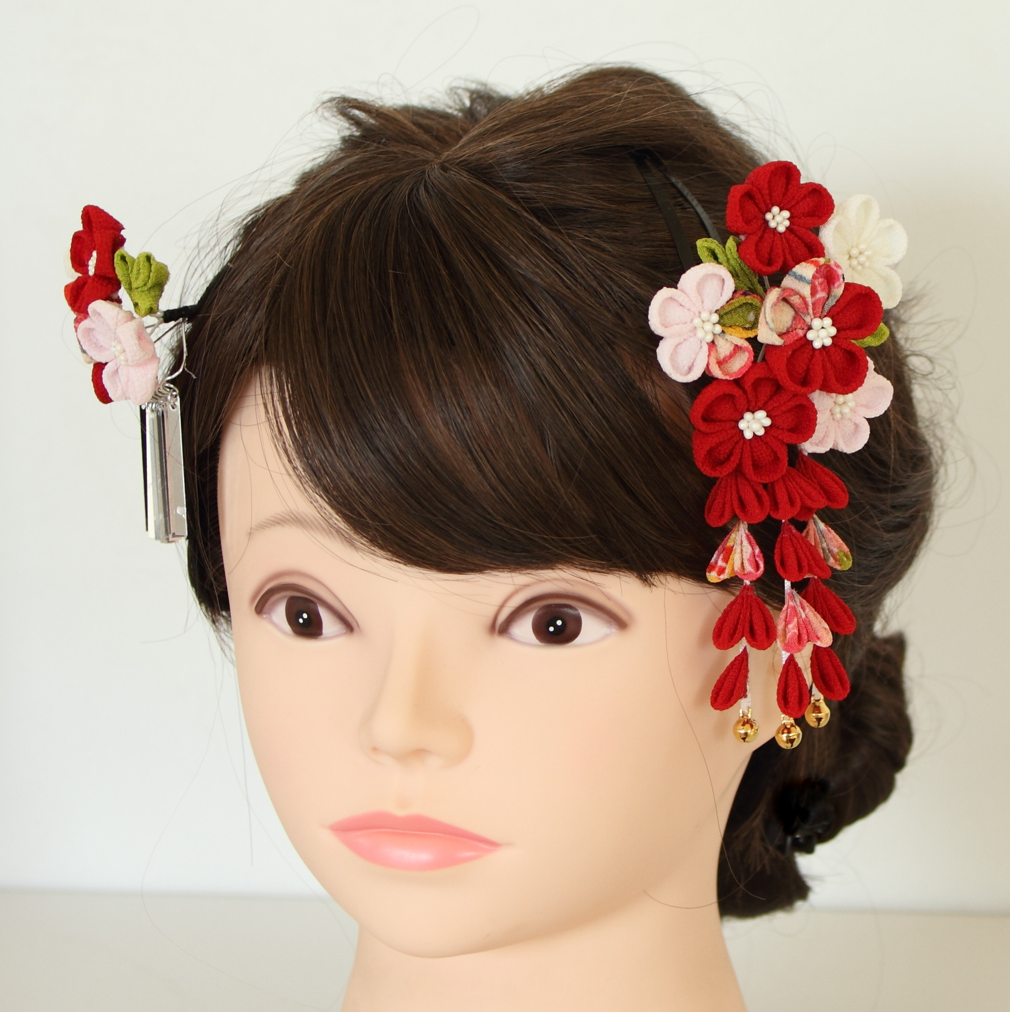 【七五三】深紅古典のうめ飾り　つまみ細工