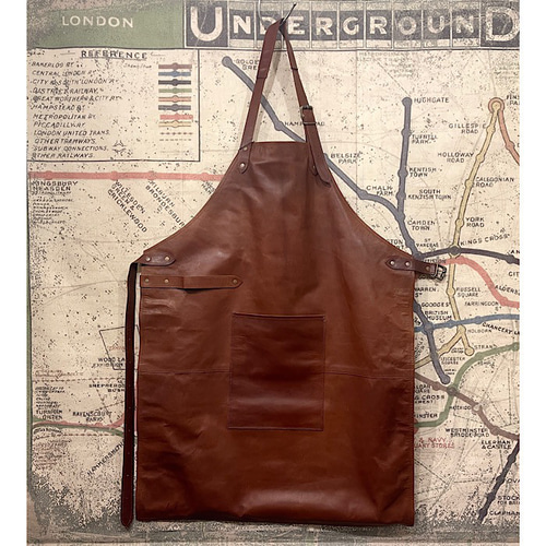 【新品未使用】本革製エプロン エプロン 革風 茶エプロン Lサイズ ラブリーグレイス[No5354-0523