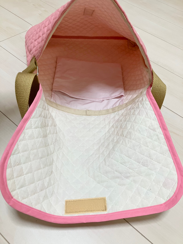 底角補強！キルティングショルダーバッグ　図書袋　通園バック 6枚目の画像