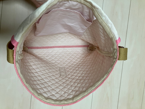 底角補強！キルティングショルダーバッグ　図書袋　通園バック 7枚目の画像
