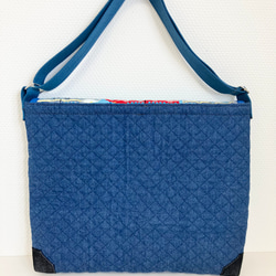 底角補強！デニムキルティングショルダーバッグ　通園バック 2枚目の画像