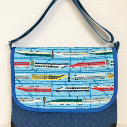 底角補強！デニムキルティングショルダーバッグ　通園バック 1枚目の画像