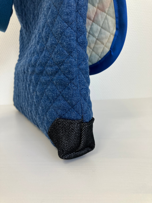 底角補強！デニムキルティングショルダーバッグ　通園バック 3枚目の画像