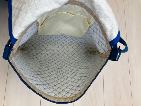 底角補強！デニムキルティングショルダーバッグ　通園バック 8枚目の画像