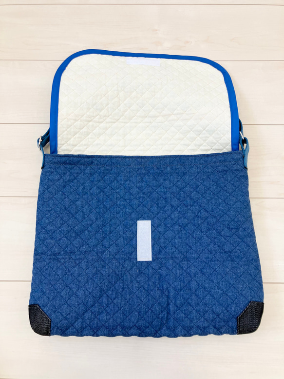 底角補強！デニムキルティングショルダーバッグ　通園バック 6枚目の画像