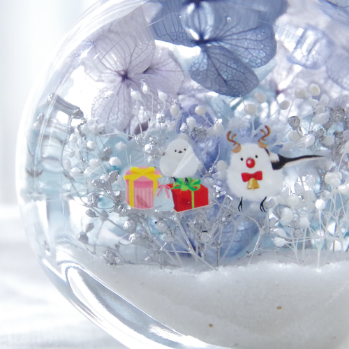 再販2ペアハーバリウム】ひみつの森のシマエナガ クリスマスver 友達と