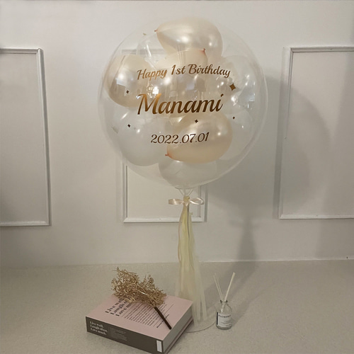 バルーンギフト♡ バルーン】ダブルオープンハートフラワーバンチ ピュアホワイト