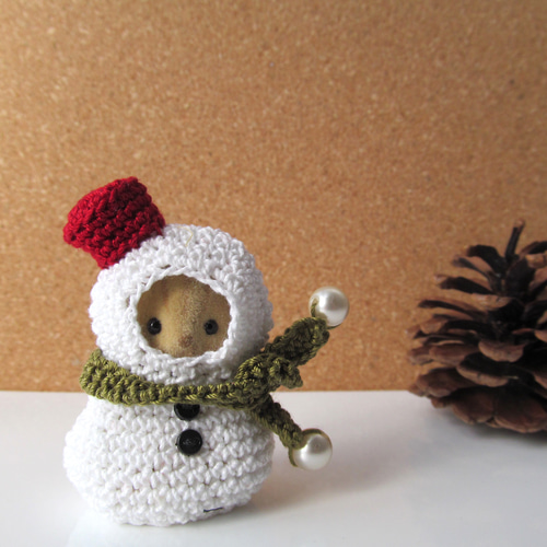 ハンドメイド＊シルバニア＊赤ちゃん＊ゆきだるま＊レース編み