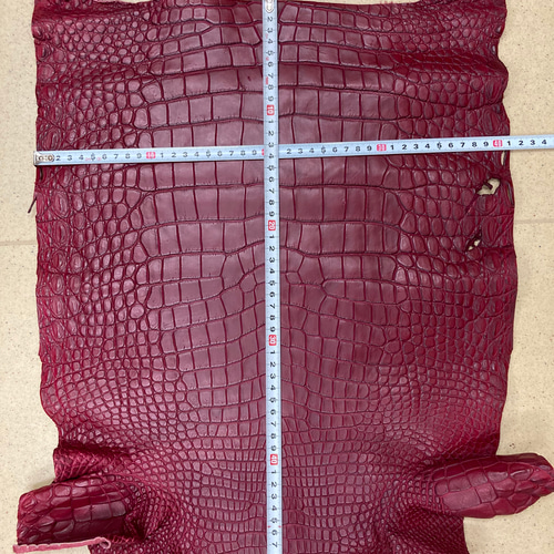 クロコダイル ワニ革 クリムゾンレッド 裁断済み革 その他素材 レザー