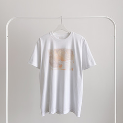 オレンジ　M / L / XLサイズ　マーブル　Tシャツ　ポーリング　アート　半袖　ユニセックス 1枚目の画像