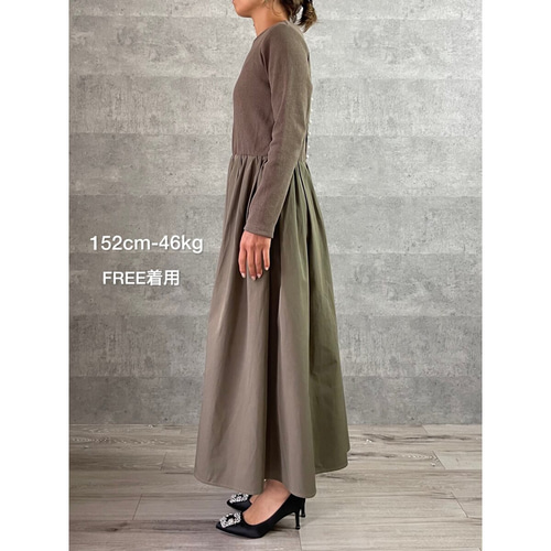 SALE 40%off【小柄S】前後で着れる パール付きリブ切り替え