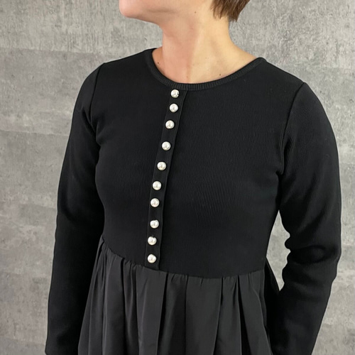 JSfashionワンピース パール付き シースルー パーティードレス