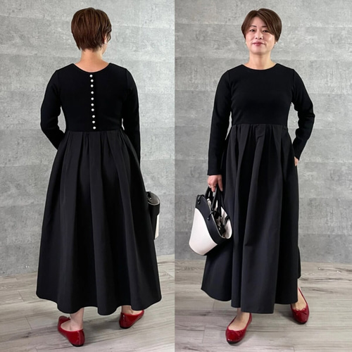 SALE 40%off【小柄S】前後で着れる パール付きリブ切り替え SALE 40%off【小柄S】前後で着れる パール付きリブ切り替え
