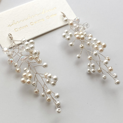 ☆❤️ ラバー 花 パール ピアス イヤリング ハンドメイド