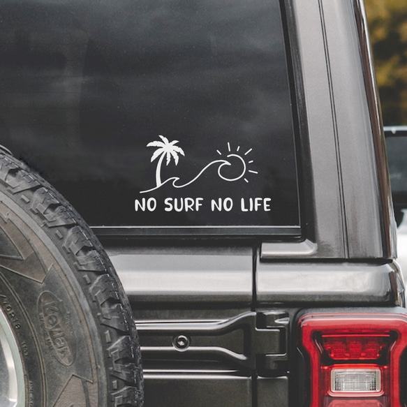 サーフ ステッカー no surf no life パームツリー 波 2枚目の画像