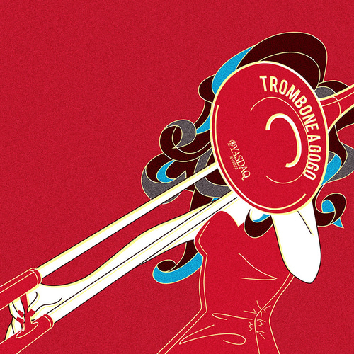 レコードジャケット風アート【レコード盤なし】Trombone A-Go-go_c071