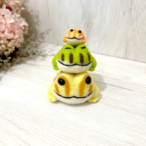 ツノガエル家族 羊毛フェルト人形 癒しのギフト 羊毛フェルト 兔瓜小