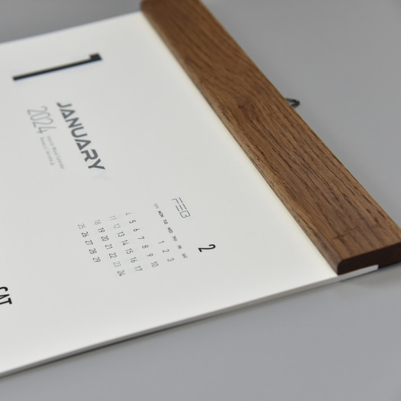 カレンダー 2024・木製壁掛けカレンダー（A3-ヴィンテージ） 5枚目の画像