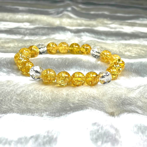 キラキラに輝くデザイン♪】64面カット水晶 シトリンクラック 天然石