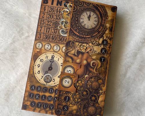 デザイン革タグ☆タグチャーム☆スチームパンク☆ビンテージ風•①☆2個