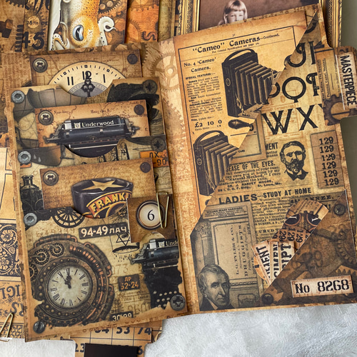 H131 スチームパンク柄 フォリオ 2 ジャンクジャーナル Steampunk