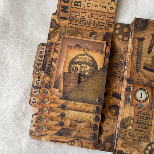 H131 スチームパンク柄 フォリオ 2 ジャンクジャーナル Steampunk
