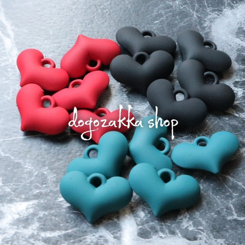 4個☆ハートチャーム シルバー ゴールド マットピンク マット