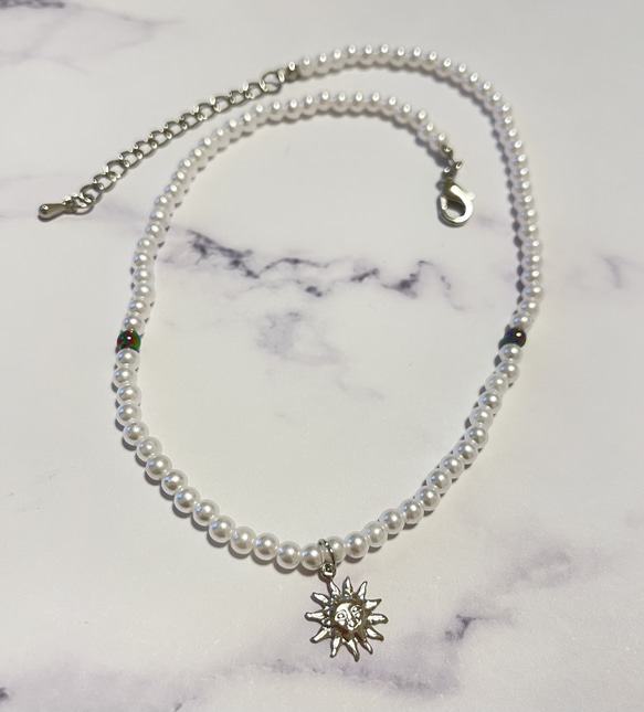 月と太陽モチーフ　パールのデザインネックレス IRIS47｜artemis pearl necklace ネックレス パール 月モチーフ