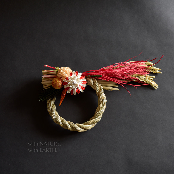 New year Wreath. RWsml_0322　- つまみ細工のしめ縄飾り 5枚目の画像