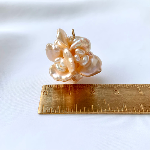 淡水パール 14KGF ネックレス 52.5cm サーモンピンク フラワー