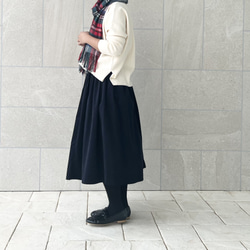 綺麗な発色♪柔らか上質コーデュロイのギャザースカート ネイビー