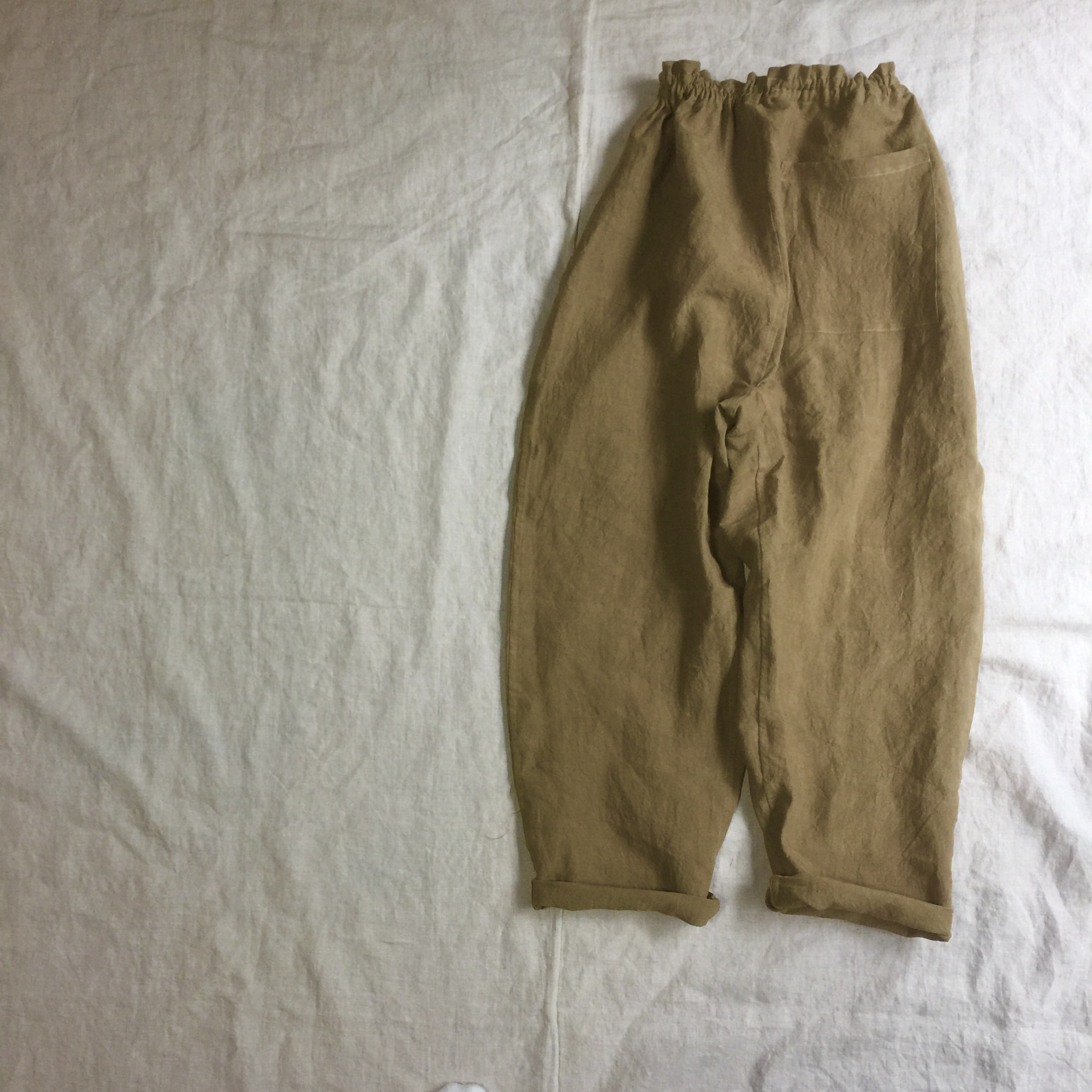 リネンのもんぺ　黄土色