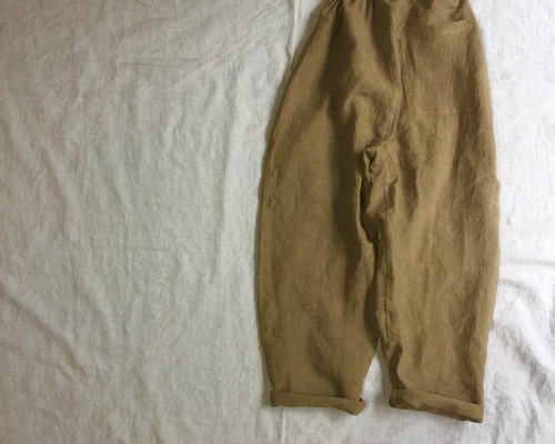 ハンドメイドリネンもんぺ【レンガ色】 リネンのもんぺ 黄土色 ロングパンツ nuuMonpe 通販 14798017